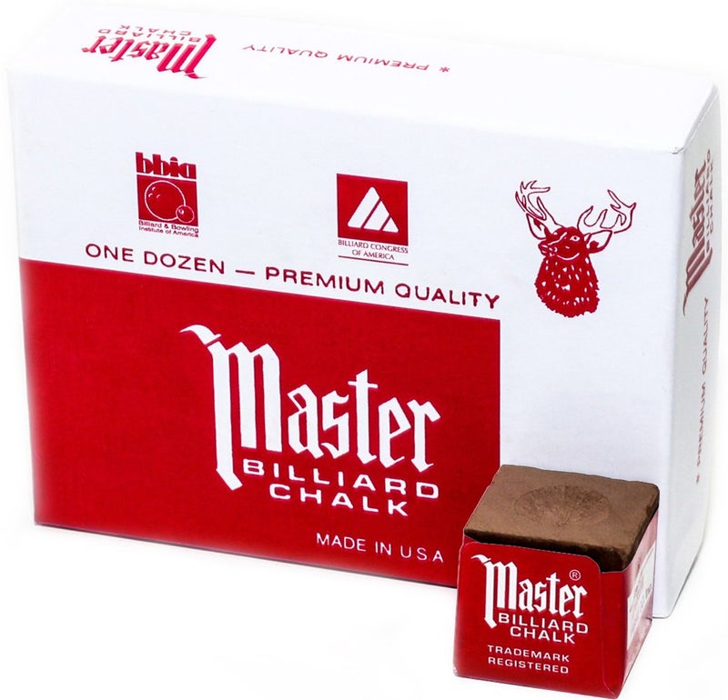 IMPERIAL Master Billiard Pool Chalk  Pack of 12 Cubes  Brown  with Protective Box - Professional Billiards Chalk for Smooth  Even Coating on Cue Tip - Pool Table Accessories Gifts for Men  18-334 - Image 1